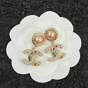 Chanel Pearl Crystal CC Earrings Gold Multicolor - 5