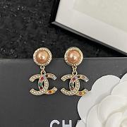 Chanel Pearl Crystal CC Earrings Gold Multicolor - 2
