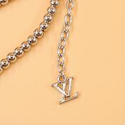Louis Vuitton Silver small bead letter pendant bracelet - 5
