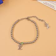 Louis Vuitton Silver small bead letter pendant bracelet - 4