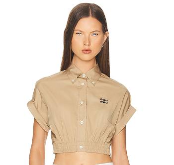 Miumiu Short Sleeve Shirt Beige