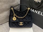 Chanel Velvet Quilted Medium Wavy CC Hobo Black - 1