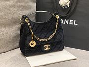 Chanel Velvet Quilted Medium Wavy CC Hobo Black - 6