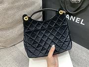 Chanel Velvet Quilted Medium Wavy CC Hobo Black - 3