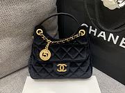 Chanel Velvet Quilted Small Wavy CC Hobo Black - 1