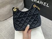 Chanel Velvet Quilted Small Wavy CC Hobo Black - 6