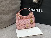 Chanel Velvet Quilted Small Wavy CC Hobo Pink - 3
