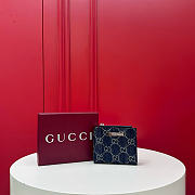 Gucci Small wallet with plaque in dark blue GG denim - 1