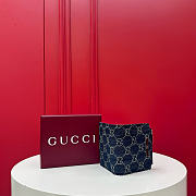 Gucci Small wallet with plaque in dark blue GG denim - 4