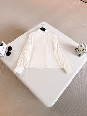 Chanel Half-Button Stand Collar Silk Long-Sleeve Shirt - 1