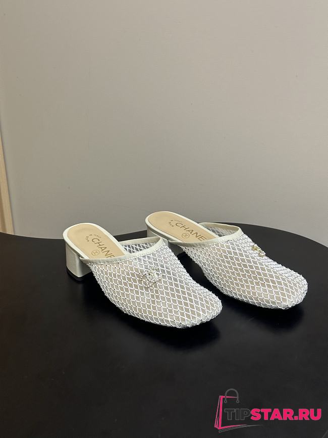 Chanel Mesh & Lambskin Mules white - 1