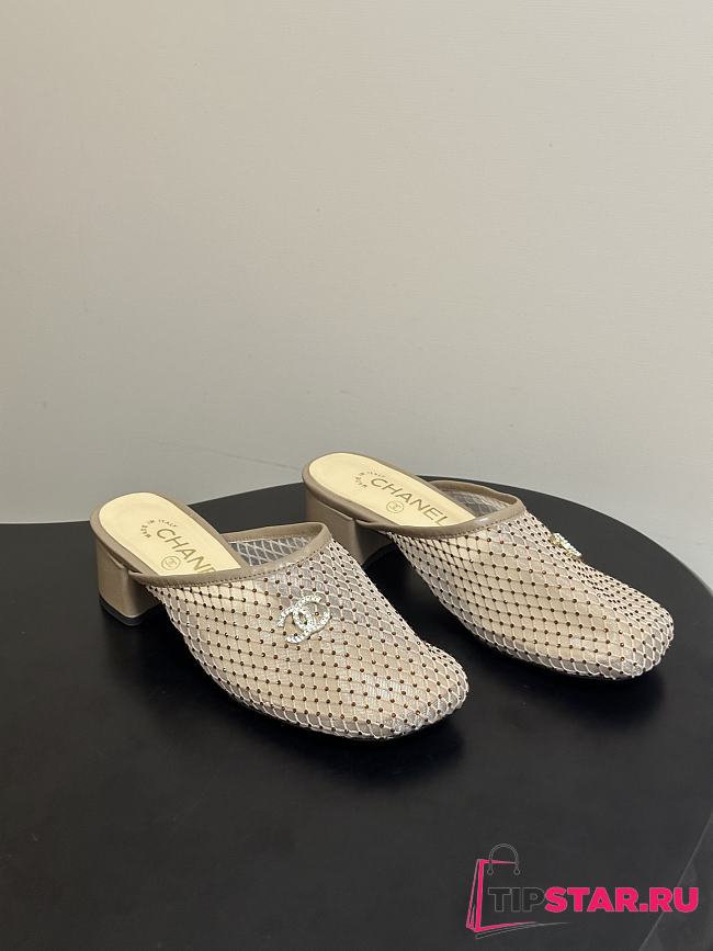 Chanel Mesh & Lambskin Mules beige - 1