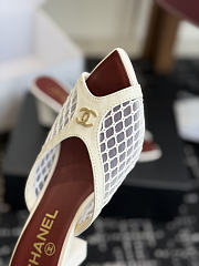 Chanel Mesh Pointed-Toe High-Heeled Mule Sandals Cream 8cm - 6