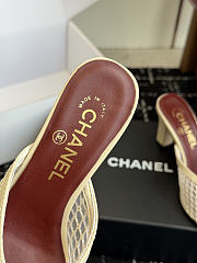 Chanel Mesh Pointed-Toe High-Heeled Mule Sandals Cream 8cm - 2
