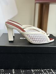 Chanel Mesh Pointed-Toe High-Heeled Mule Sandals White 8cm - 1