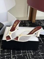 Chanel Mesh Pointed-Toe High-Heeled Mule Sandals White 8cm - 2