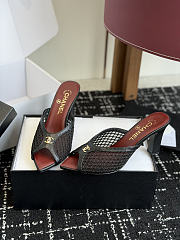 Chanel Mesh Pointed-Toe High-Heeled Mule Sandals Black 8cm - 5