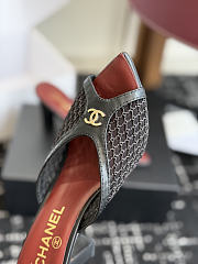 Chanel Mesh Pointed-Toe High-Heeled Mule Sandals Black 8cm - 2