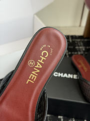 Chanel Mesh Pointed-Toe High-Heeled Mule Flat Sandals Black - 2