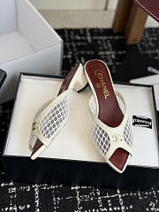 Chanel Mesh Pointed-Toe High-Heeled Mule Sandals White 3.5cm - 5