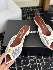 Chanel Mesh Pointed-Toe High-Heeled Mule Sandals White 3.5cm - 6