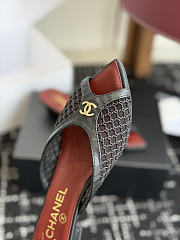 Chanel Mesh Pointed-Toe High-Heeled Mule Sandals Black 3.5cm - 6