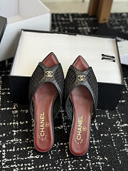 Chanel Mesh Pointed-Toe High-Heeled Mule Sandals Black 3.5cm - 2