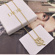 Dior D Hollowed-out Four-Leaf Clover Necklace - 1