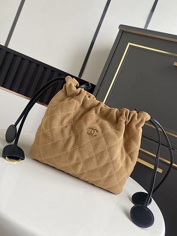 Chanel Clutch with Leather Strap Camel Suede