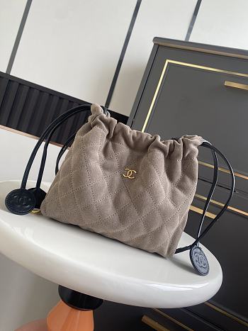 Chanel Clutch with Leather Strap Taupe Suede