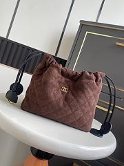 Chanel Clutch with Leather Strap Chocolate Brown Suede - 1