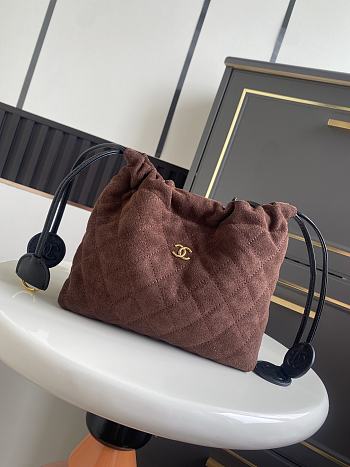 Chanel Clutch with Leather Strap Chocolate Brown Suede