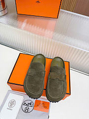 Hermes Mix mule Alabaster olive green suede calfskin insole - 1