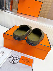 Hermes Mix mule Alabaster olive green suede calfskin insole - 2