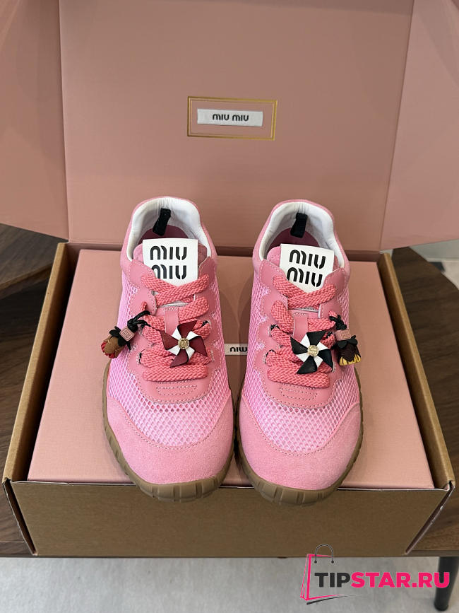 Miu Miu Mary Jane Style German Training Casual Shoes Pink - 1