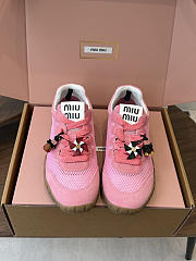 Miu Miu Mary Jane Style German Training Casual Shoes Pink - 1