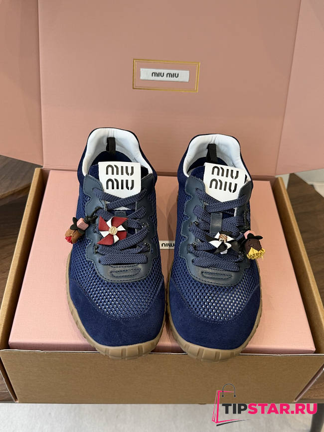 Miu Miu Mary Jane Style German Training Casual Shoes Dark Blue - 1