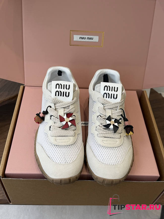 Miu Miu Mary Jane Style German Training Casual Shoes White - 1
