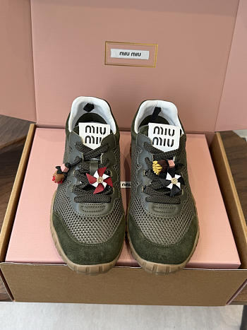 Miu Miu Mary Jane Style German Training Casual Shoes Green