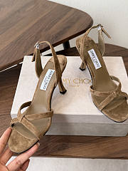 Jimmy Choo 8.5cm Elsy Suede Block-Heel Sandals Beige - 4