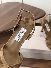 Jimmy Choo 8.5cm Elsy Suede Block-Heel Sandals Beige - 3