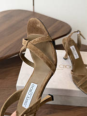 Jimmy Choo 8.5cm Elsy Suede Block-Heel Sandals Beige - 2