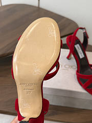 Jimmy Choo 8.5cm Elsy Suede Block-Heel Sandals Red - 6