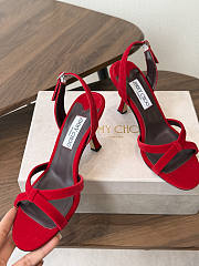 Jimmy Choo 8.5cm Elsy Suede Block-Heel Sandals Red - 4