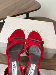 Jimmy Choo 8.5cm Elsy Suede Block-Heel Sandals Red - 3