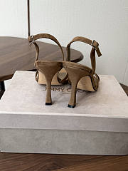 Jimmy Choo 10 cm Elsy Suede Block-Heel Sandals Beige - 5