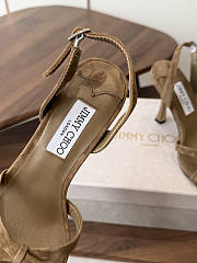 Jimmy Choo 10 cm Elsy Suede Block-Heel Sandals Beige - 4