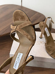 Jimmy Choo 10 cm Elsy Suede Block-Heel Sandals Beige - 3