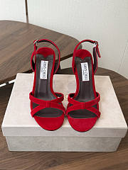 Jimmy Choo 10 cm Elsy Suede Block-Heel Sandals Red - 1