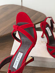 Jimmy Choo 10 cm Elsy Suede Block-Heel Sandals Red - 5